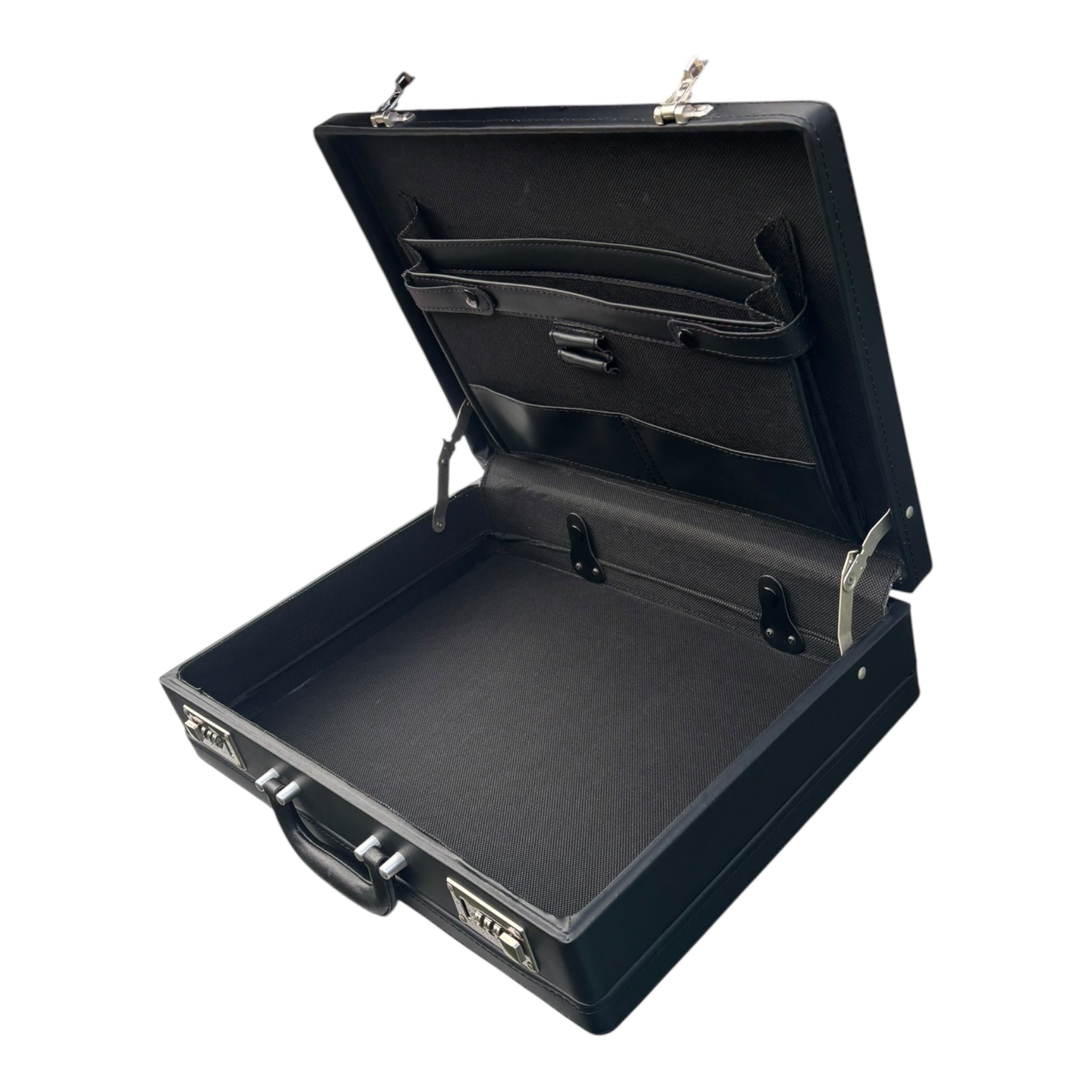 Plain black formal briefcase