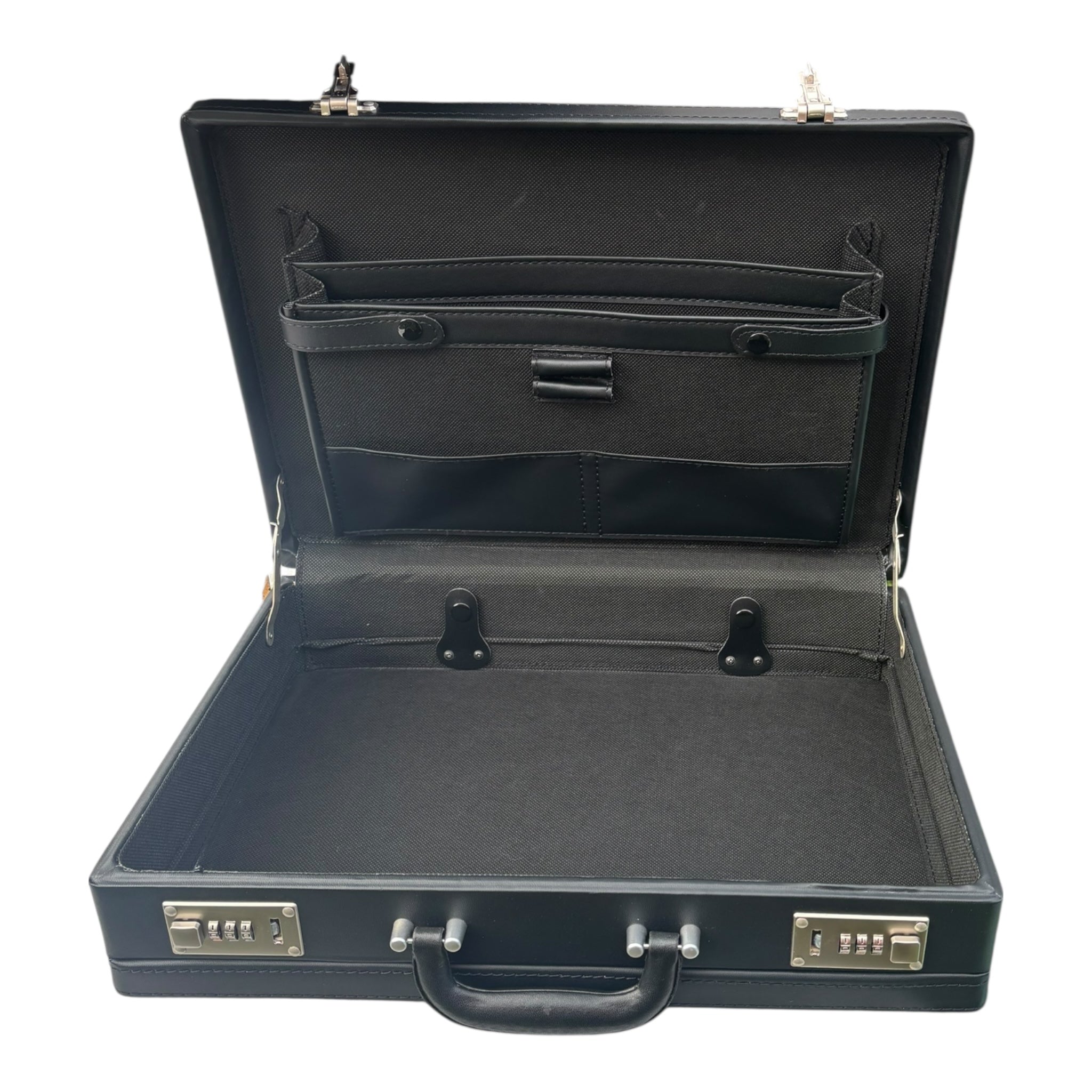 Plain black formal briefcase