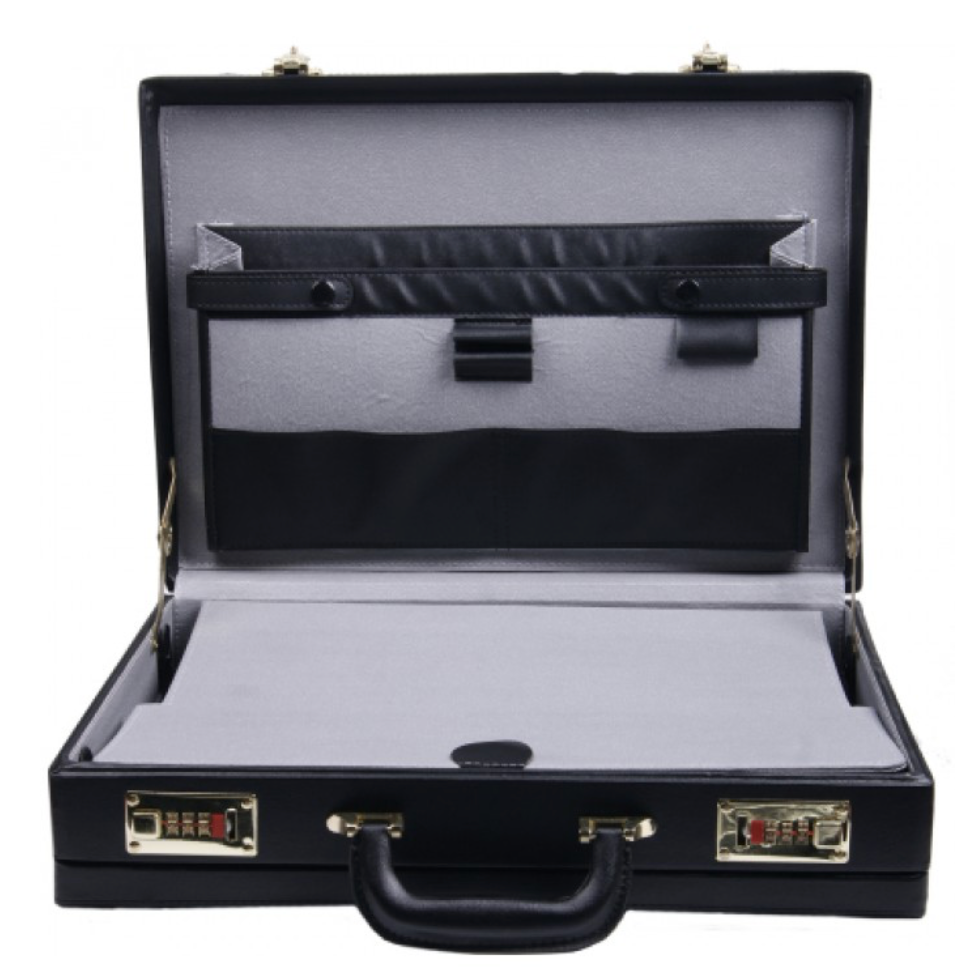 Black briefcase with writing board